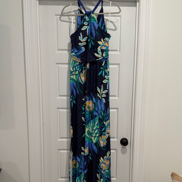 Lilly Pulitzer Dresses & Skirts - Lilly Pulitzer Navy and Green Floral Maxi Dress